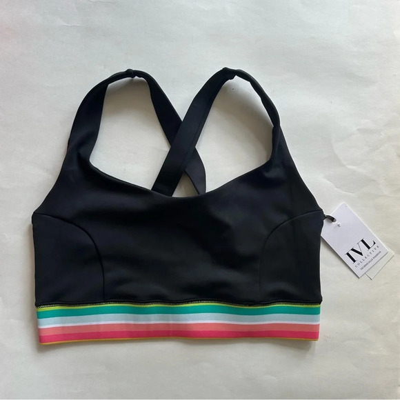 IVL Other - New IVL Collective Rainbow Stripe Sports Bra Size 12 XL Black Maize Crossback